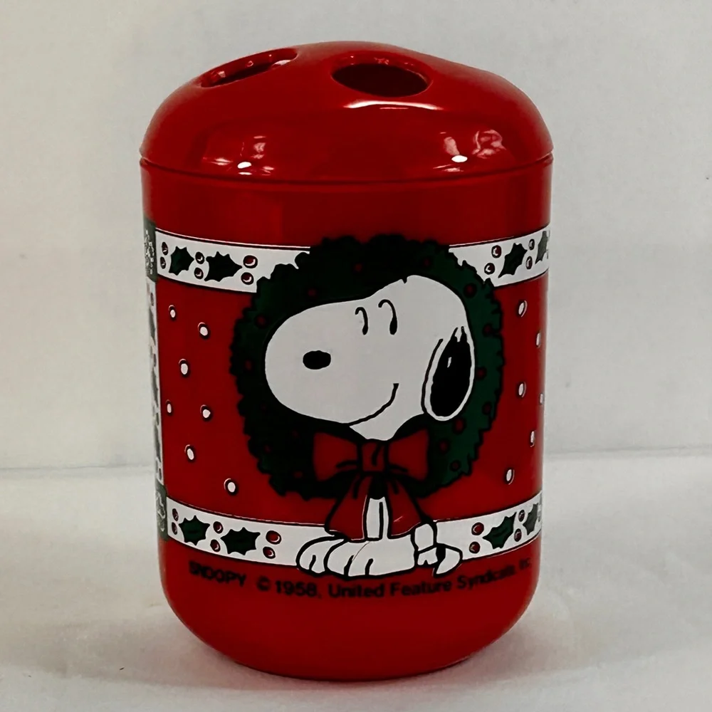 Snoopy 3-Piece Holiday Red Bath Set Vtg 90’s